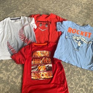 4 t shirts- baseball bundle boys size 6/7 red/blue